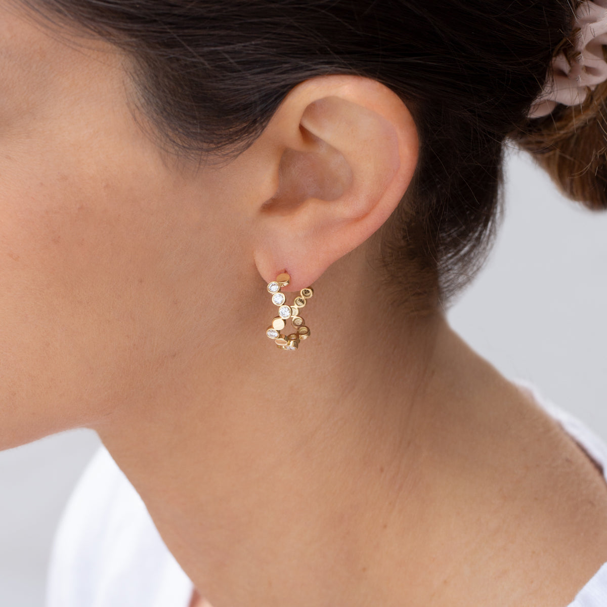 Erin Flynn Champagne Bubbles Hoop Earrings Yellow Gold