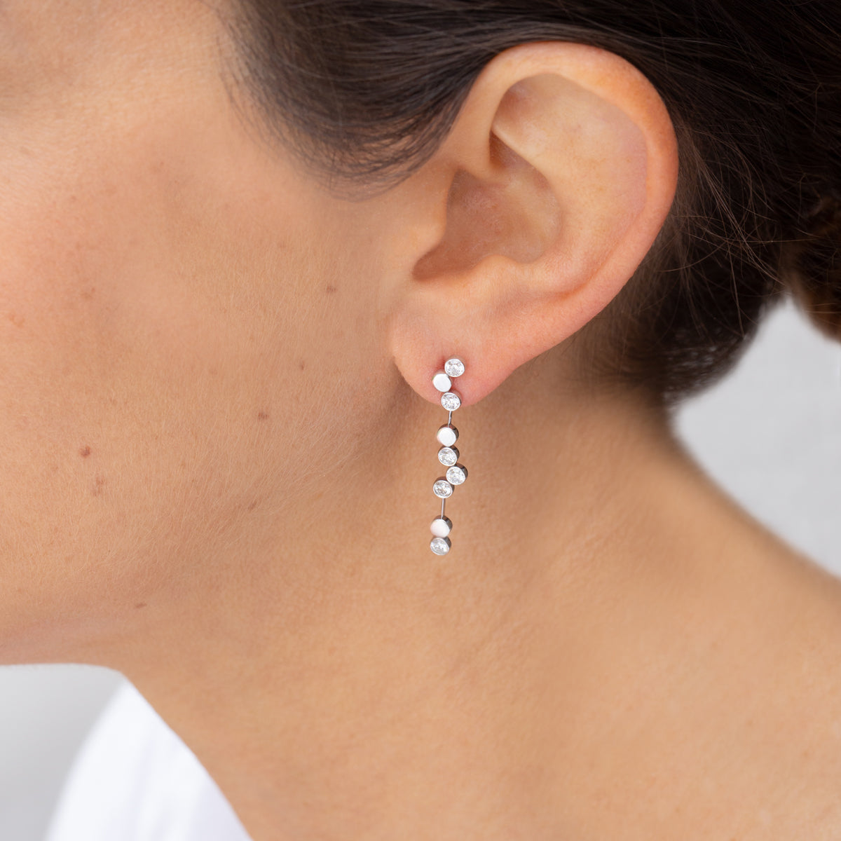 Erin Flynn Champagne Bubbles Pindrop Earrings White Gold