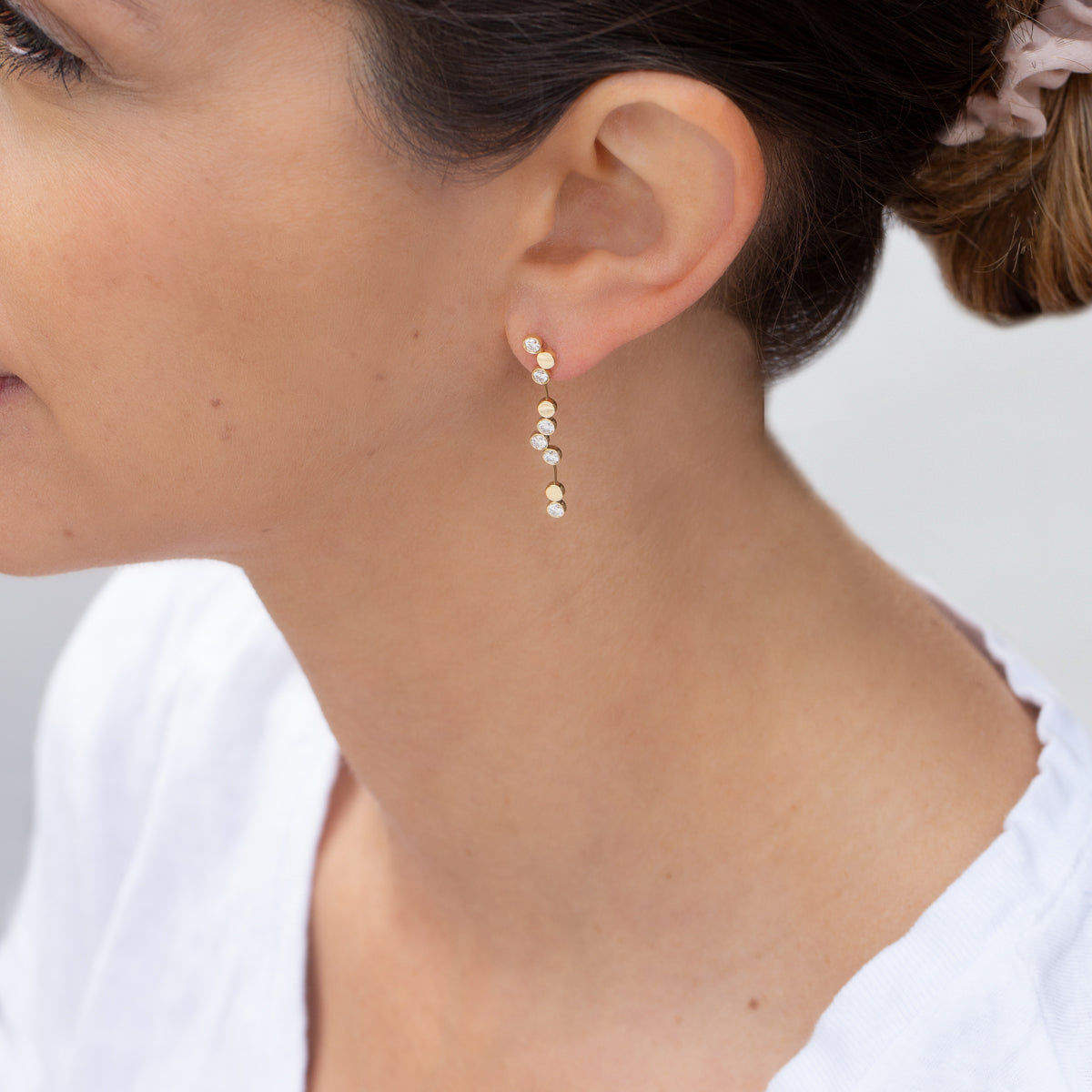 Erin Flynn Champagne Bubbles Pindrop Earrings Yellow Gold