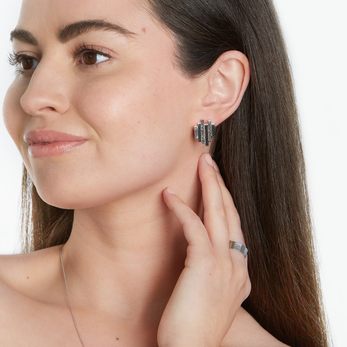 Erin Flynn Defining Lines Earrings White Gold