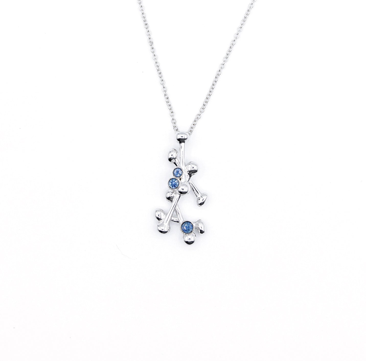 Heritage Branch & Ball Necklace - White Gold with Sapphires