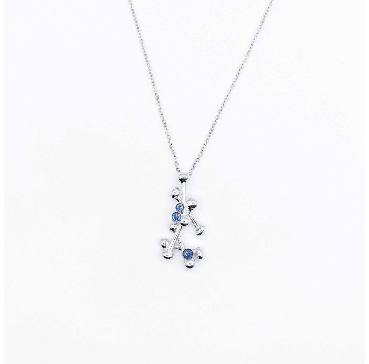 Heritage Branch & Ball Necklace - White Gold with Sapphires