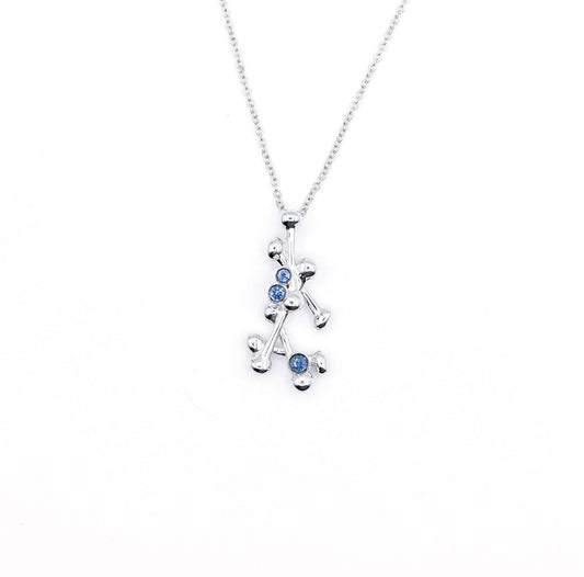 Heritage Branch & Ball Necklace - White Gold with Sapphires